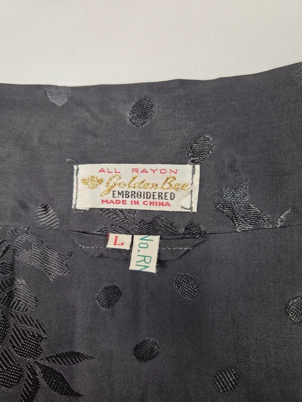 Golden Bee‎ Black Dragon Embroidered Rayon Kimono Robe Sz L Floral Jacquard Long